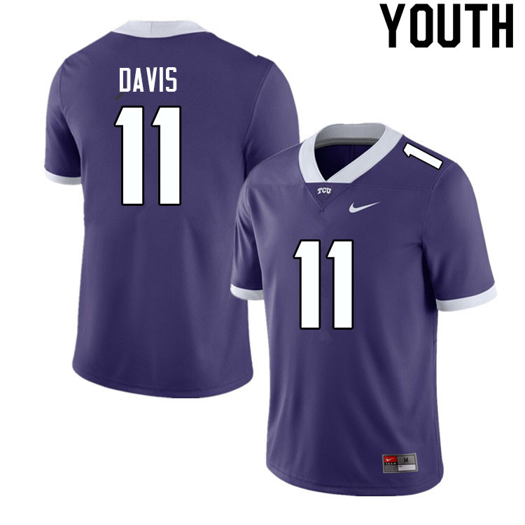 Youth #11 Derius Davis TCU Horned Frogs College Football Jerseys Sale-Purple